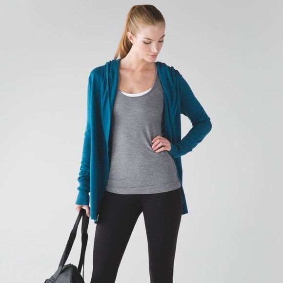 Lululemon Sun Savasana Wrap Cashmere Blend Sweater Heathered Teal - Size 6 - Picture 3 of 12